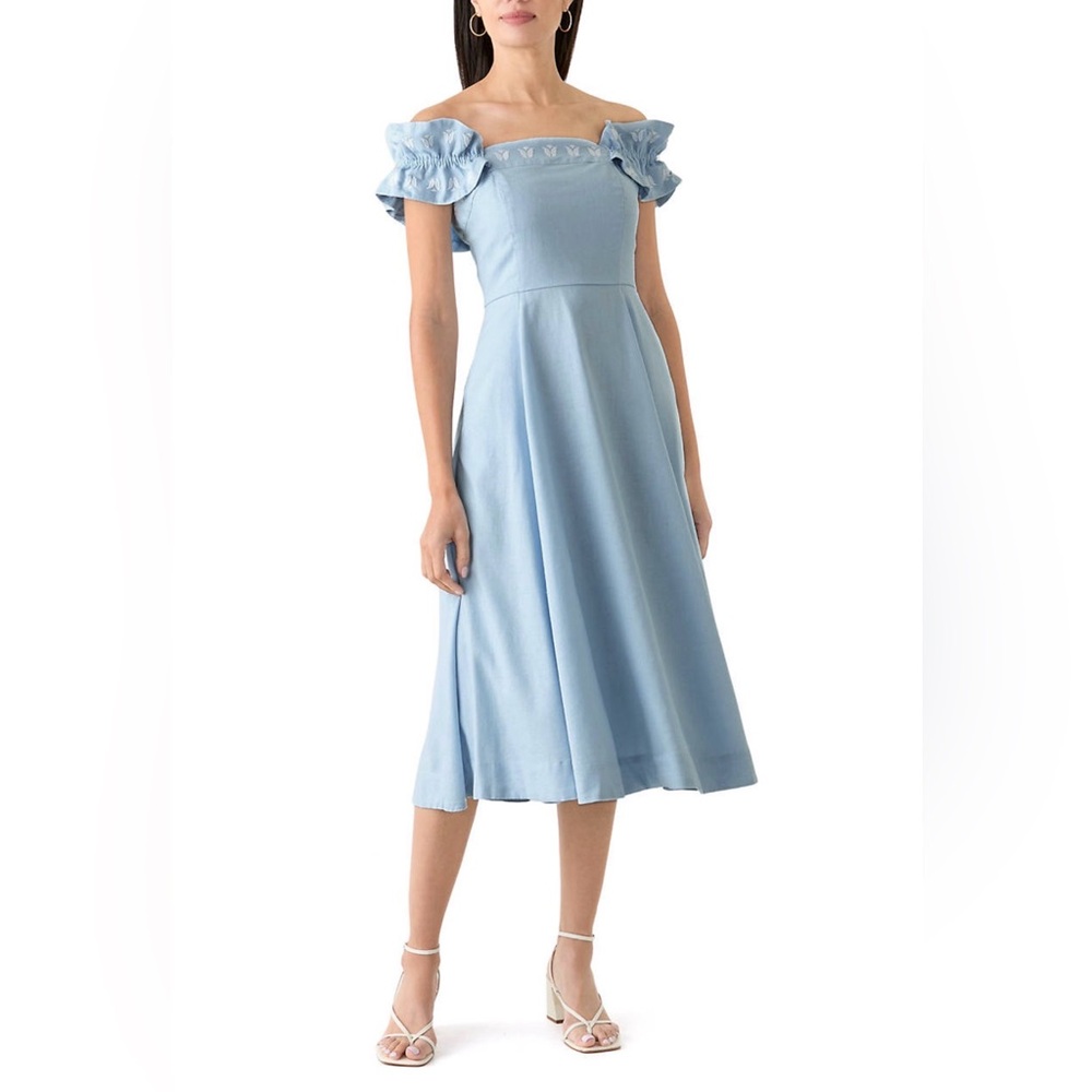 Crown & Ivy Light Embroidered Ruffle Dress